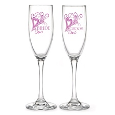 Purple Heart Flourish Toasting Flutes