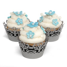 Silver Damask Cupcake Wraps