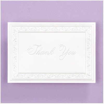 Pearl Filigree Border Thank You Note - BLANK