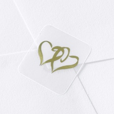 Gold Foil Hearts on Clear Seal