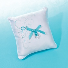 Aqua Flowers Ring Pillow