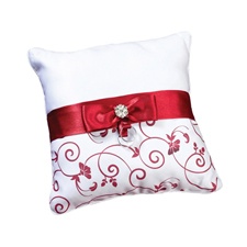 Red Floral Ring Pillow