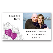 Hearts and Flourishes - Amethyst- Photo Save the Date Magnet