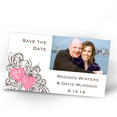 Hearts and Flourishes - Petal - Photo Save the Date Magnet