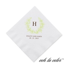 Floral Crest - Leaf - Cocktail Napkin