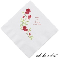 Watercolor Roses - Scarlet - Dinner Napkin