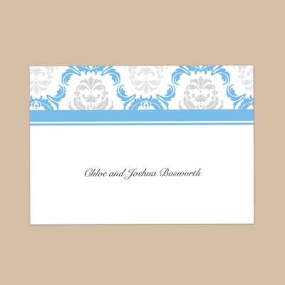 Damask Arches - Cornflower - Thank You Note Folder and Envelope