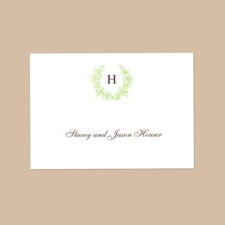 Floral Crest - Leaf - Thank You Note Folder and Envelope