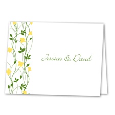 Climbing Vines - Canary - Thank You Note Folder and Envelope