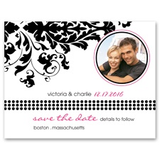 Damask Corner - Photo Save the Date Card