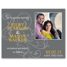 Pewter Flourish - Photo Save the Date Card