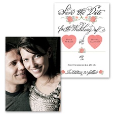 Rosy Romance - Photo Save the Date Card