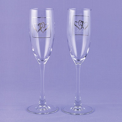 Silver Hearts Flutes - Personalized