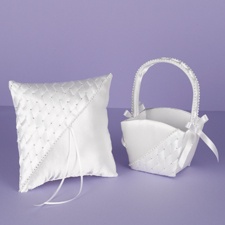 Woven with Rhinestones Basket and Pillow Set