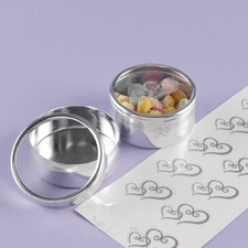 Clear Top Favor Tins with Heart Seals