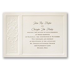 Majestic Flowers - Ecru Invitation