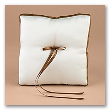 Chocolate/Ecru Without Monogram Ribbon Trim Pillow