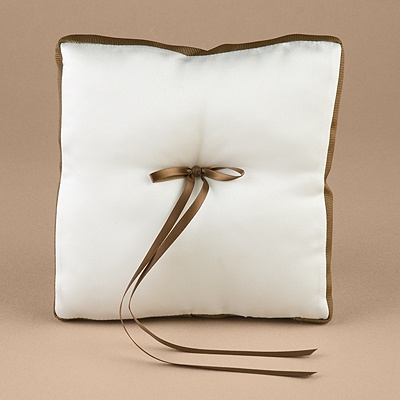 Chocolate/Ecru Without Monogram Ribbon Trim Pillow