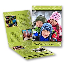 Snow Time - Green Storyline Photo Holiday Card