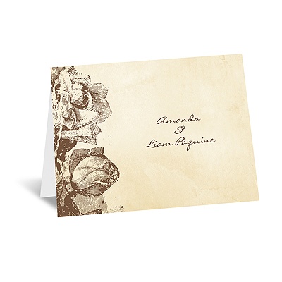 Etched Roses - Thank You Card and Envelope