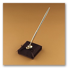 Chocolate Satin Covered Pen Base and Pen