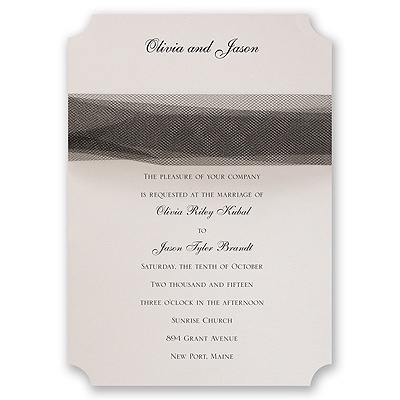 Ecru Modern Veil - Black Tulle  - Invitation