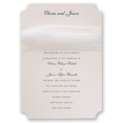Ecru Modern Veil - White Tulle - Invitation