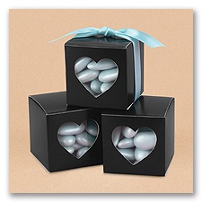 Heart Window Favor Boxes - Black
