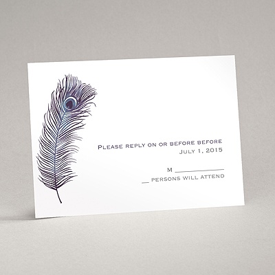 Peacock Plume - Purple - Response Card and Envelope