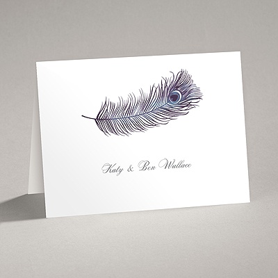Peacock Plume - Purple - Thank You Card and Envelope