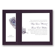 Peacock Plume - Purple - Layered Invitation