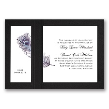 Peacock Plume - Purple with Black - Layered Invitation