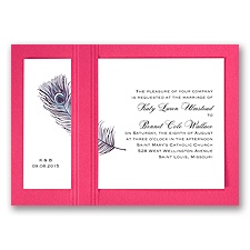Peacock Plume - Purple with Fuchsia - Layered Invitation