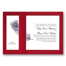 Peacock Plume - Purple with Merlot - Layered Invitation