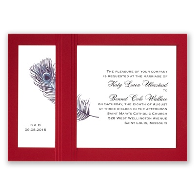 Peacock Plume - Purple with Merlot - Layered Invitation