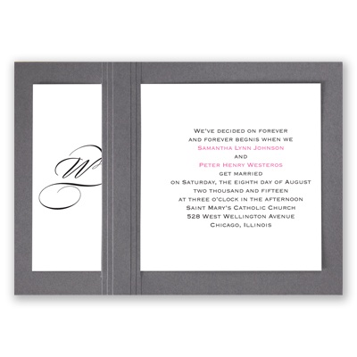 Elegant Monogram - Pewter - Layered Invitation