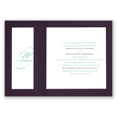 Elegant Monogram - Eggplant - Layered Invitation