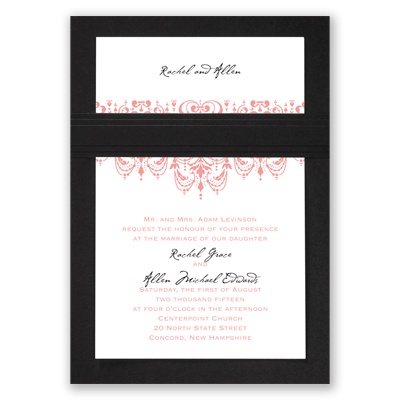 Chandelier Damask - Black - Layered Invitation