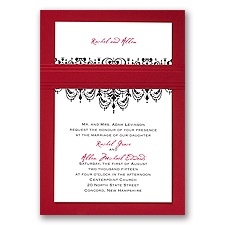 Chandelier Damask - Merlot - Layered Invitation