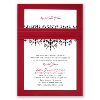 Chandelier Damask - Merlot - Layered Invitation