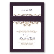 Chandelier Damask - Eggplant - Layered Invitation