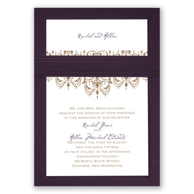 Chandelier Damask - Eggplant - Layered Invitation