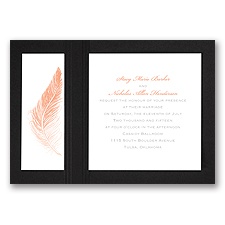 Delicate Feather - Black - Layered Invitation