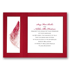 Delicate Feather - Merlot - Layered Invitation