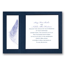 Delicate Feather - Navy - Layered Invitation