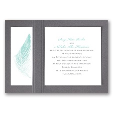 Delicate Feather - Pewter - Layered Invitation