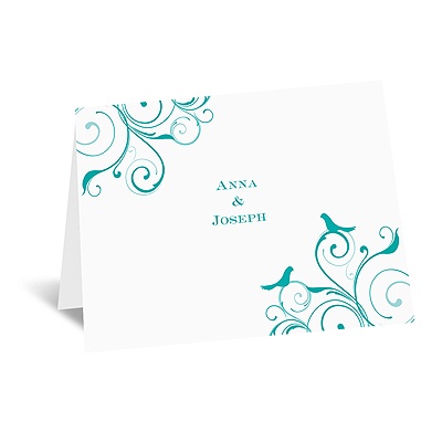 Swirling Love Birds - Thank You Card and Envelope
