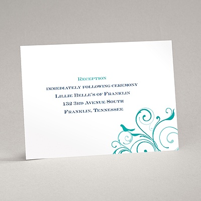 Swirling Love Birds - Reception Card
