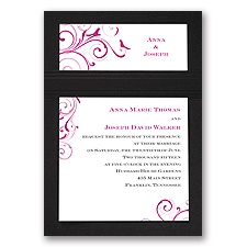 Swirling Love Birds - Black - Layered Invitation