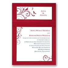 Swirling Love Birds - Merlot - Layered Invitation